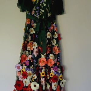 JessaKae Dark Green Floral Kids Dress